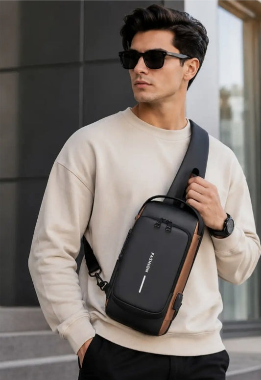 Premium Anti-Theft Chest Sling Bag with USB Charging Port