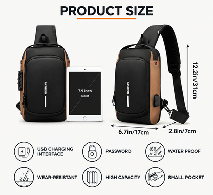 Premium Anti-Theft Chest Sling Bag with USB Charging Port