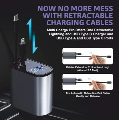 Multi-Charge Pro – Retractable 3-in-1 Car Charger
